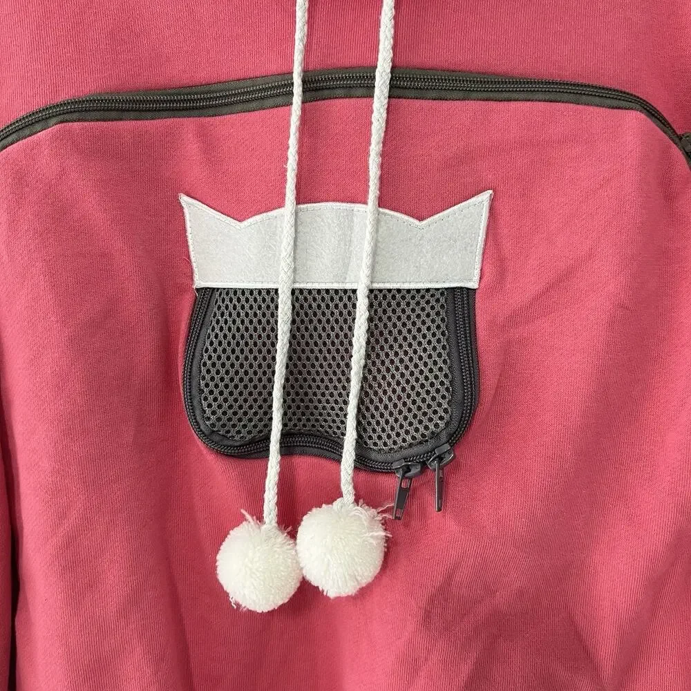 ALYC Pet Carrier Hoodie Cat Pouch Holder Sweatshirt Small Pink Pocket Pullover